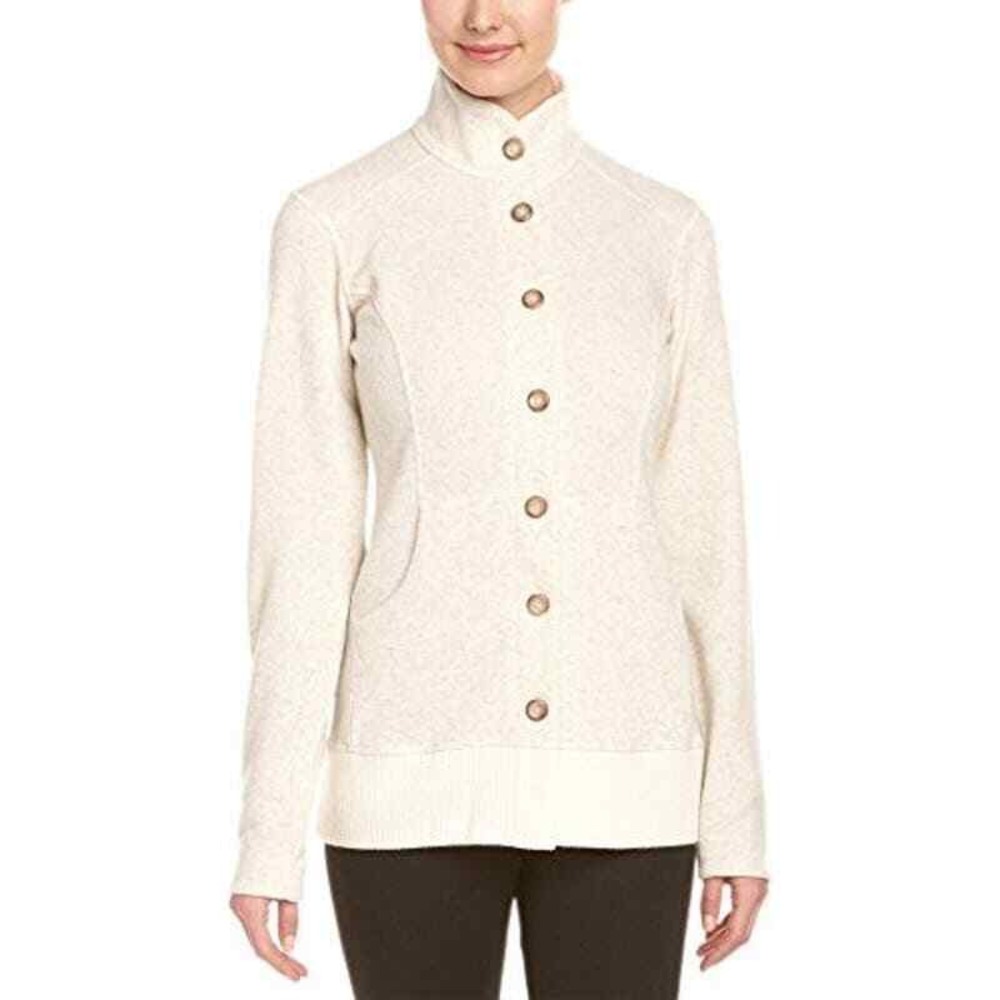 Mountain Hardwear Womens Cream Sarafin Wool Blend Button Front Fleece Sweater XS